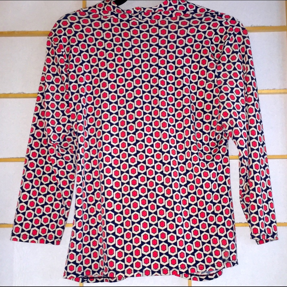 Alfani Chic Rusch Knit Red White Blue Knit Top PM - Picture 10 of 11